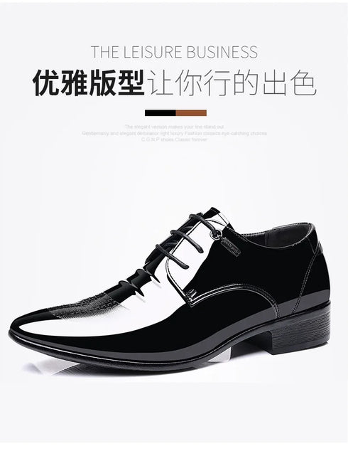 Elegant Oxford Leather Shoes for Men - Breathable and Comfortable Formal Flats for Office, Weddings, and Daily Wear - Perfect Plus Size Business Footwear with Pointed Toe Design